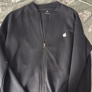 Apple Women's Black Bomber Jacket with White Logo